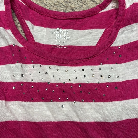 Star Ride Racer Back Pink & White Stripes Tee - Picture 2 of 4